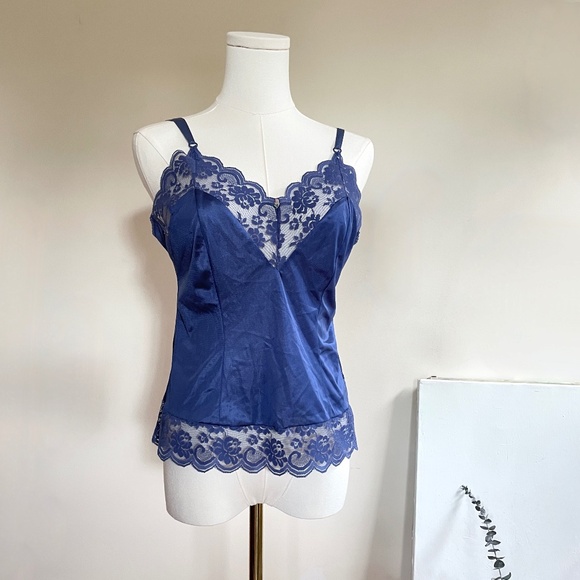 Chantilly Tops - Vintage Lingerie Babydoll Slip Cami Top Lace Satin 36 /S Festival Y2K Romantic